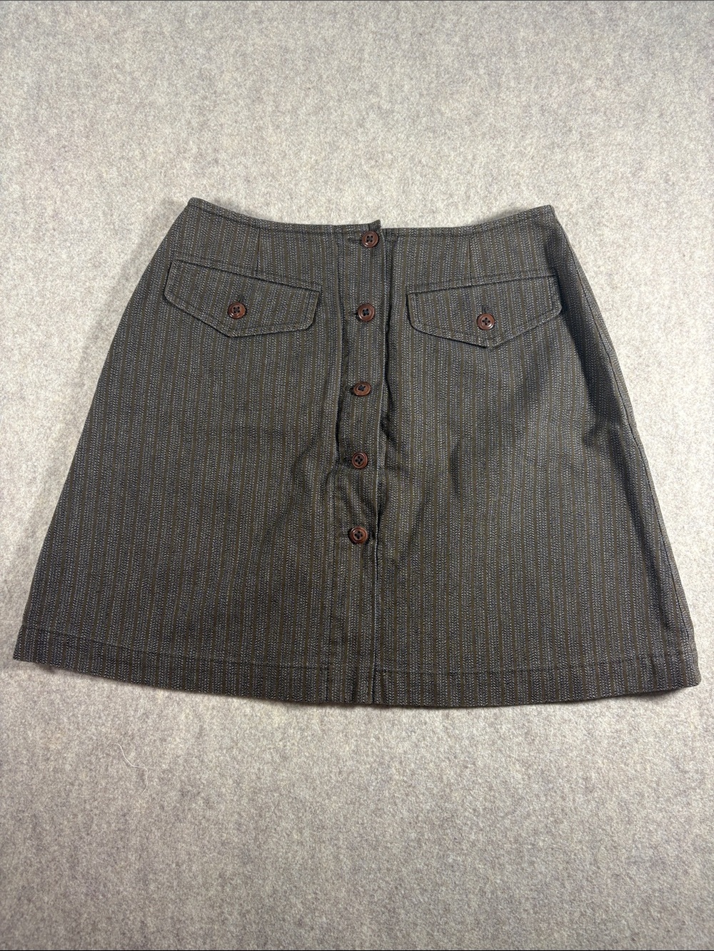 VTG Ralph Lauren Japan Impact 21 Brown Stripe Wool Skirt Size XS Dark Academia
